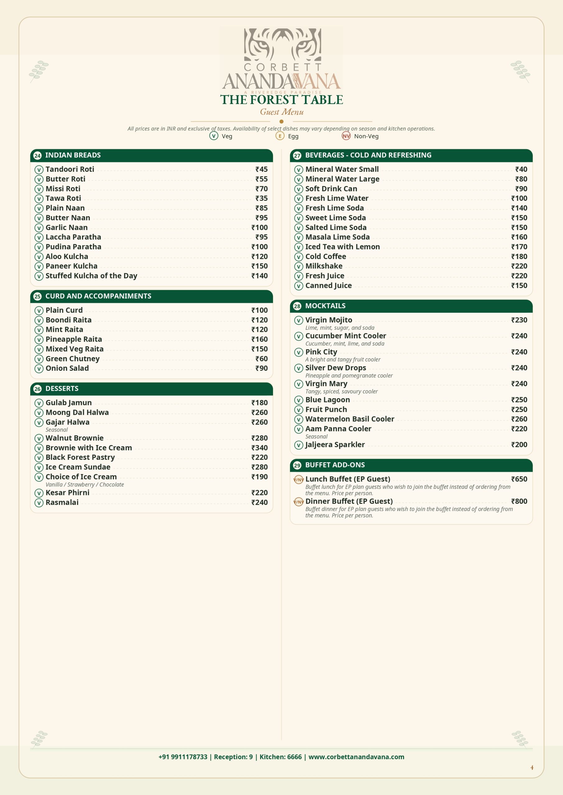 Corbett Anandavana Menu | Page 4