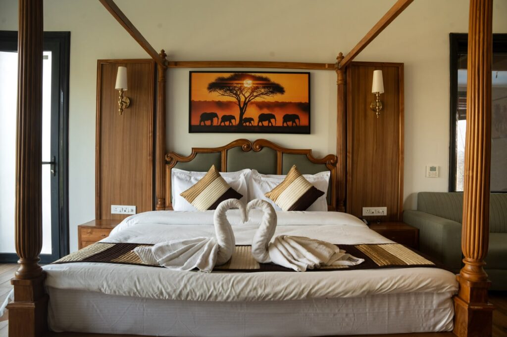 Premium room with riverside and pool view at Anandavana