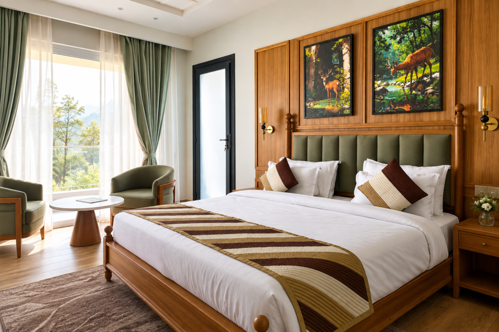 Deluxe room with private balcony at Anandavana Jim Corbett
